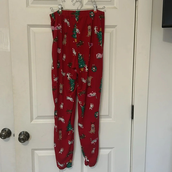 Joyspun Christmas Pajama Pants size medium red Christmas tree dog reindeer PJ’s - Picture 5 of 7